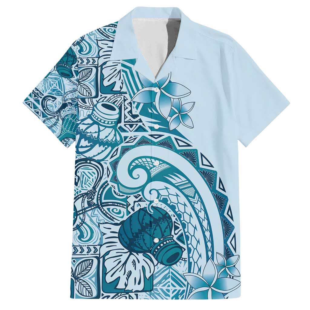 Aloha Hawaii Tapa Family Matching Summer Maxi Dress and Hawaiian Shirt Cool Turquoise Hawaiian Ipu - Polynesian Pride