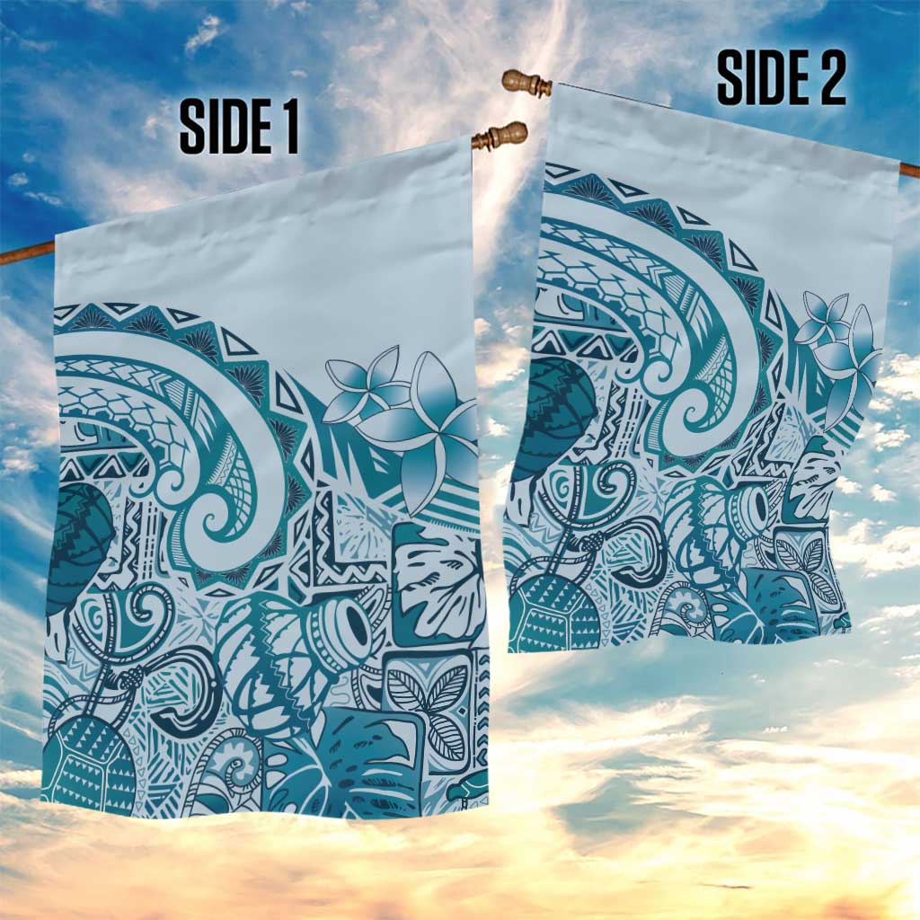 Aloha Hawaii Tapa Garden Flag Cool Turquoise Hawaiian Ipu - Polynesian Pride