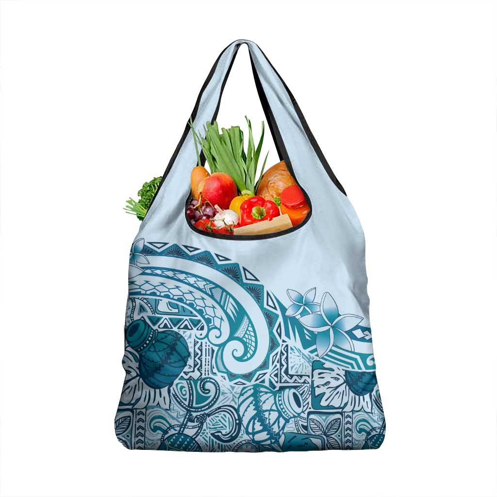 Aloha Hawaii Tapa Grocery Bag Cool Turquoise Hawaiian Ipu LT7 1-pack One Size Turquoise - Polynesian Pride