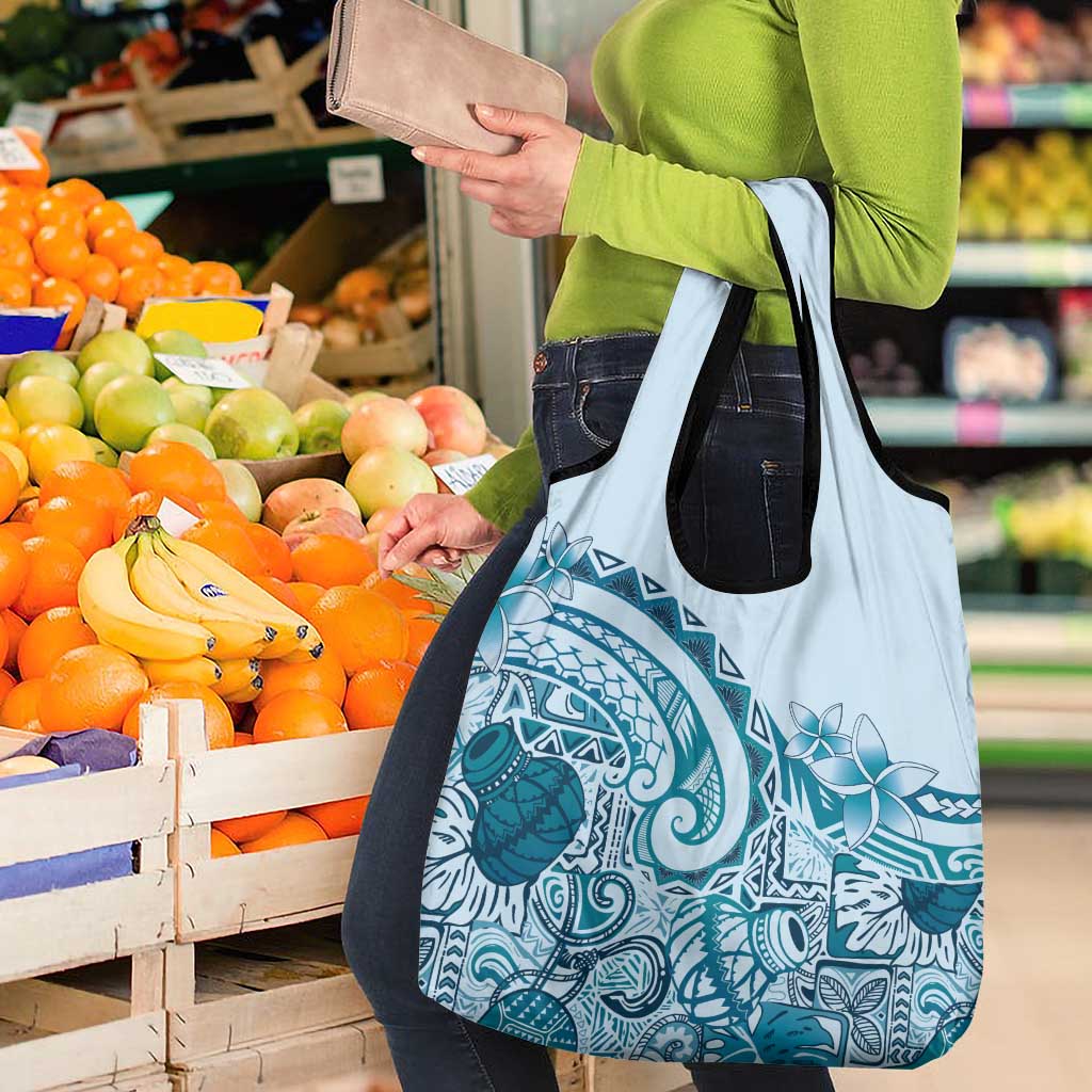 Aloha Hawaii Tapa Grocery Bag Cool Turquoise Hawaiian Ipu LT7 - Polynesian Pride