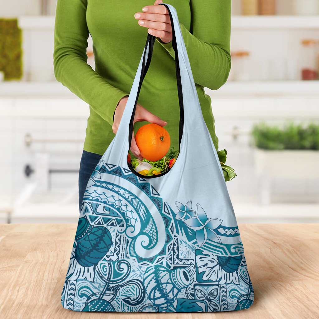 Aloha Hawaii Tapa Grocery Bag Cool Turquoise Hawaiian Ipu LT7 - Polynesian Pride