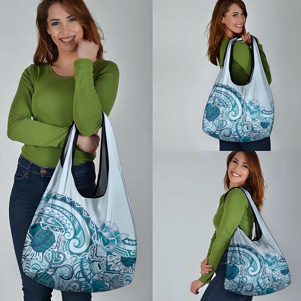 Aloha Hawaii Tapa Grocery Bag Cool Turquoise Hawaiian Ipu LT7 - Polynesian Pride