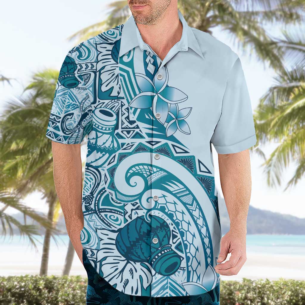 Aloha Hawaii Tapa Hawaiian Shirt Cool Turquoise Hawaiian Ipu - Polynesian Pride