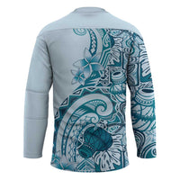 Aloha Hawaii Tapa Hockey Jersey Cool Turquoise Hawaiian Ipu - Polynesian Pride