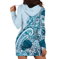 Aloha Hawaii Tapa Hoodie Dress Cool Turquoise Hawaiian Ipu - Polynesian Pride