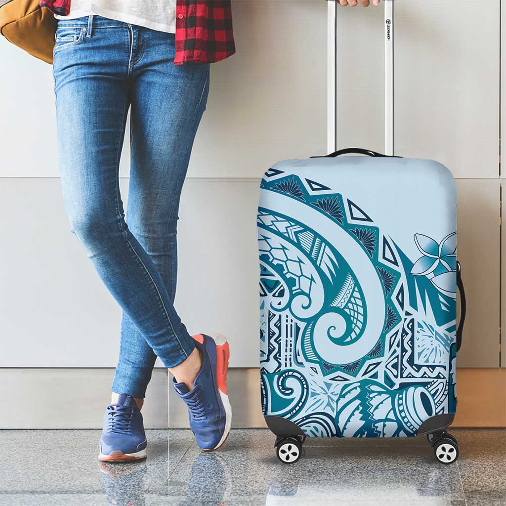 Aloha Hawaii Tapa Luggage Cover Cool Turquoise Hawaiian Ipu - Polynesian Pride