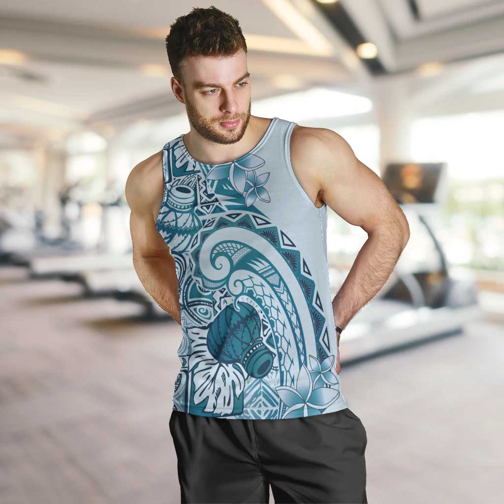 Aloha Hawaii Tapa Men Tank Top Cool Turquoise Hawaiian Ipu LT7 Turquoise - Polynesian Pride