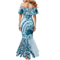 Aloha Hawaii Tapa Mermaid Dress Cool Turquoise Hawaiian Ipu - Polynesian Pride