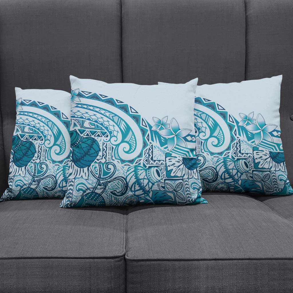 Aloha Hawaii Tapa Pillow Cover Cool Turquoise Hawaiian Ipu - Polynesian Pride