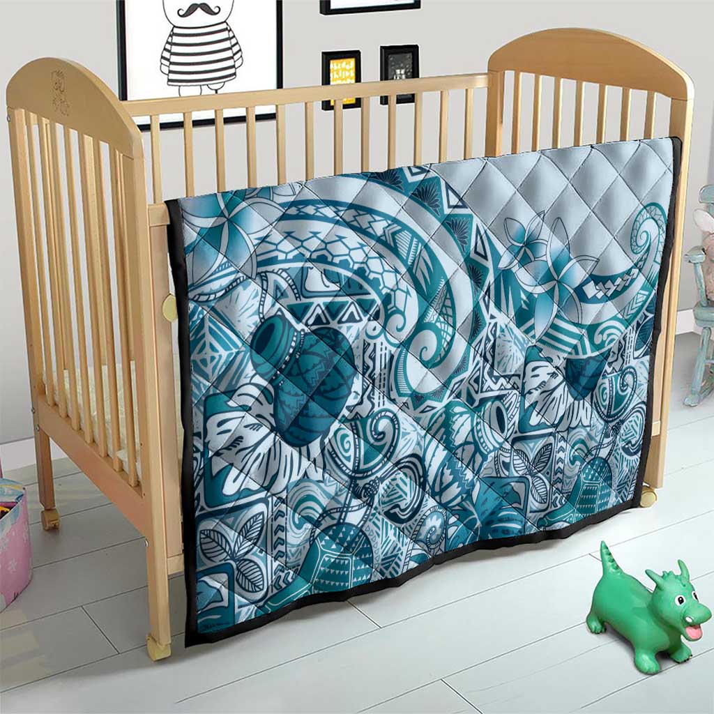 Aloha Hawaii Tapa Quilt Cool Turquoise Hawaiian Ipu - Polynesian Pride