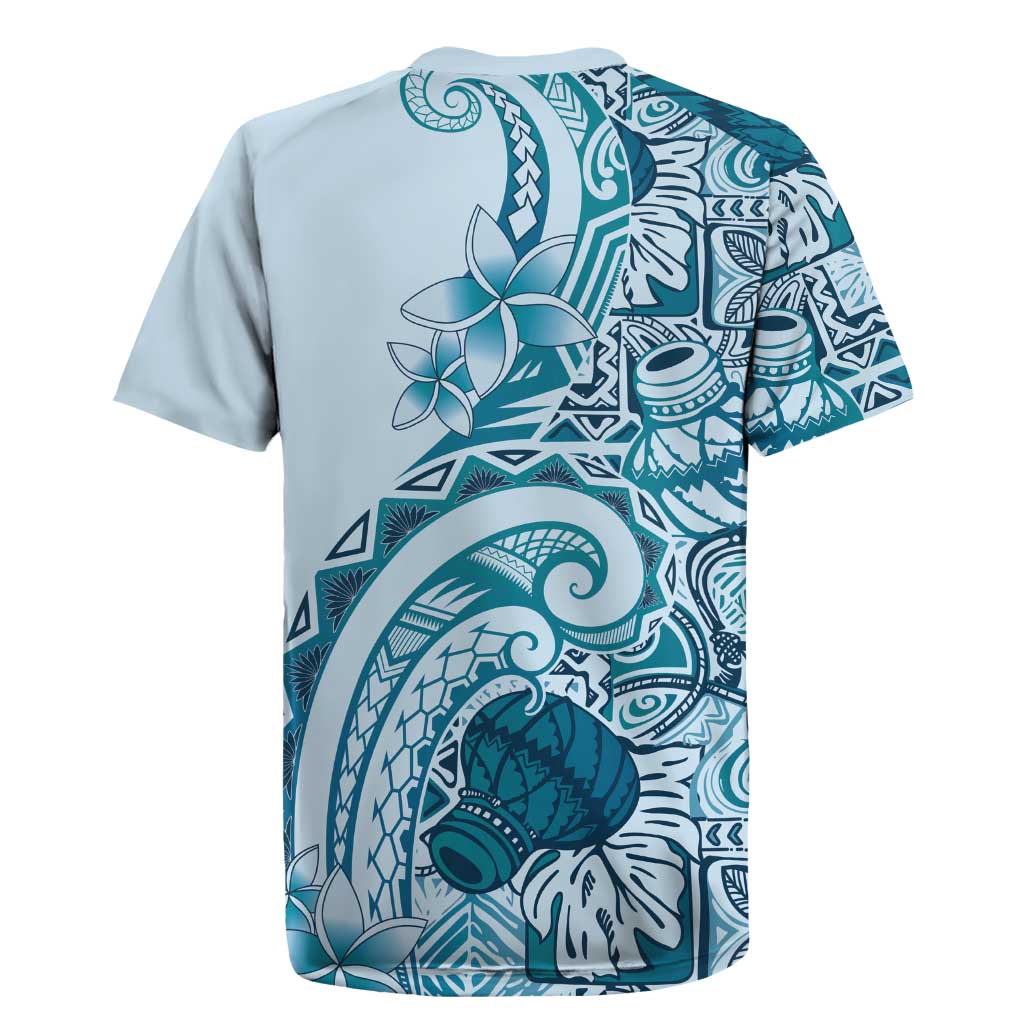 Aloha Hawaii Tapa Rugby Jersey Cool Turquoise Hawaiian Ipu LT7 - Polynesian Pride