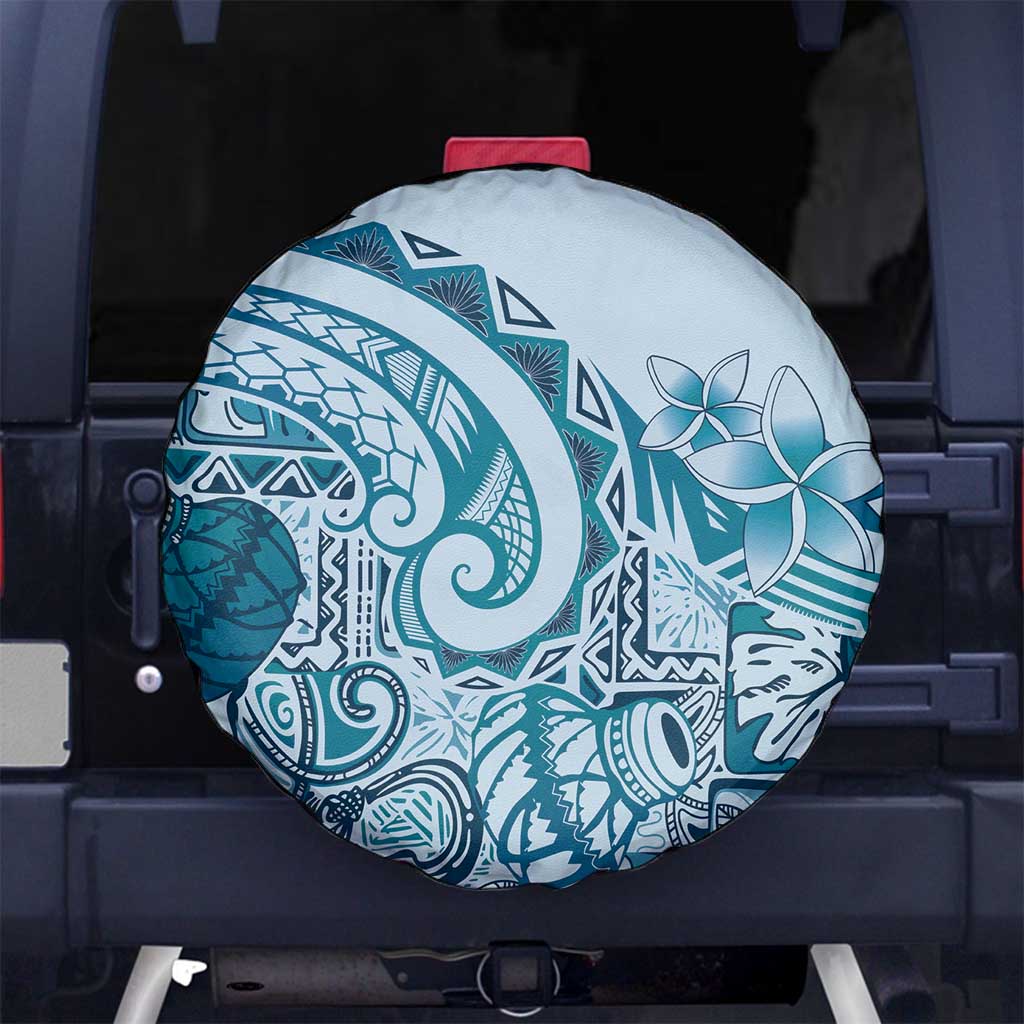 Aloha Hawaii Tapa Spare Tire Cover Cool Turquoise Hawaiian Ipu - Polynesian Pride