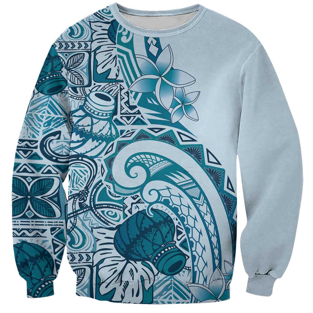 Aloha Hawaii Tapa Sweatshirt Cool Turquoise Hawaiian Ipu LT7 Unisex Turquoise - Polynesian Pride