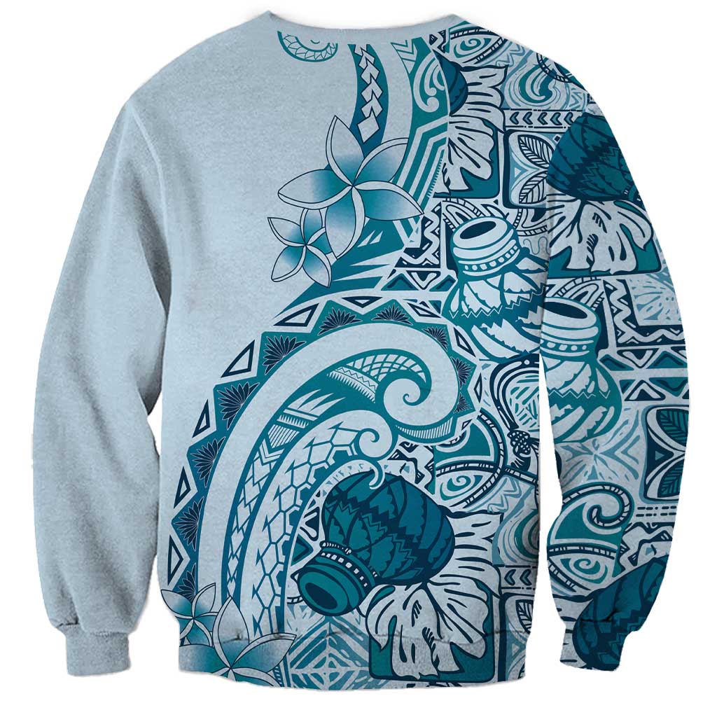 Aloha Hawaii Tapa Sweatshirt Cool Turquoise Hawaiian Ipu LT7 - Polynesian Pride