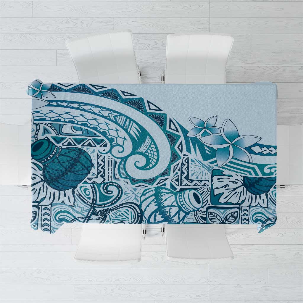 Aloha Hawaii Tapa Tablecloth Cool Turquoise Hawaiian Ipu LT7 Turquoise - Polynesian Pride