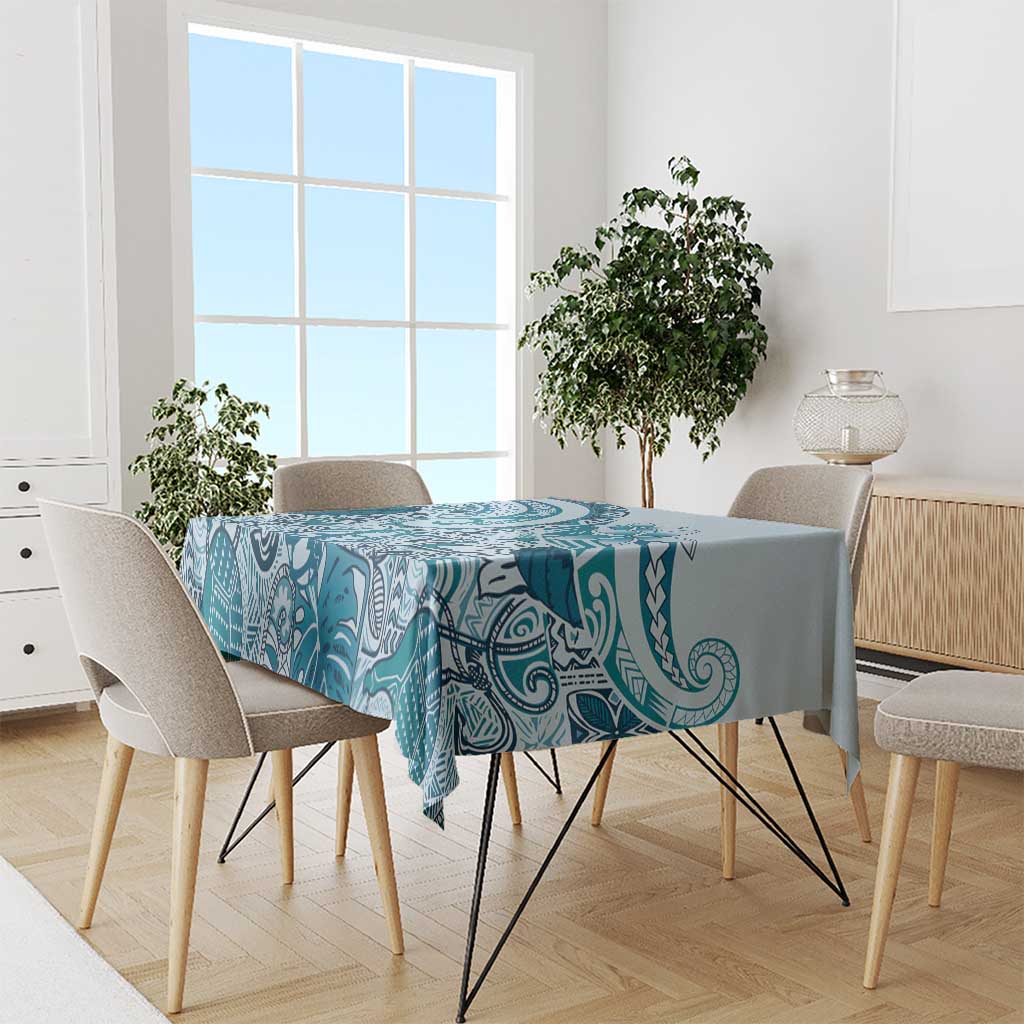 Aloha Hawaii Tapa Tablecloth Cool Turquoise Hawaiian Ipu LT7 - Polynesian Pride