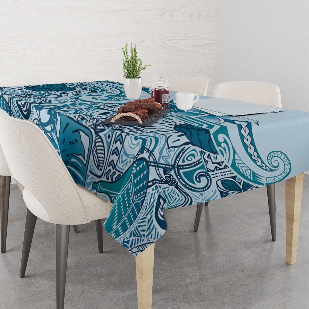 Aloha Hawaii Tapa Tablecloth Cool Turquoise Hawaiian Ipu LT7 - Polynesian Pride
