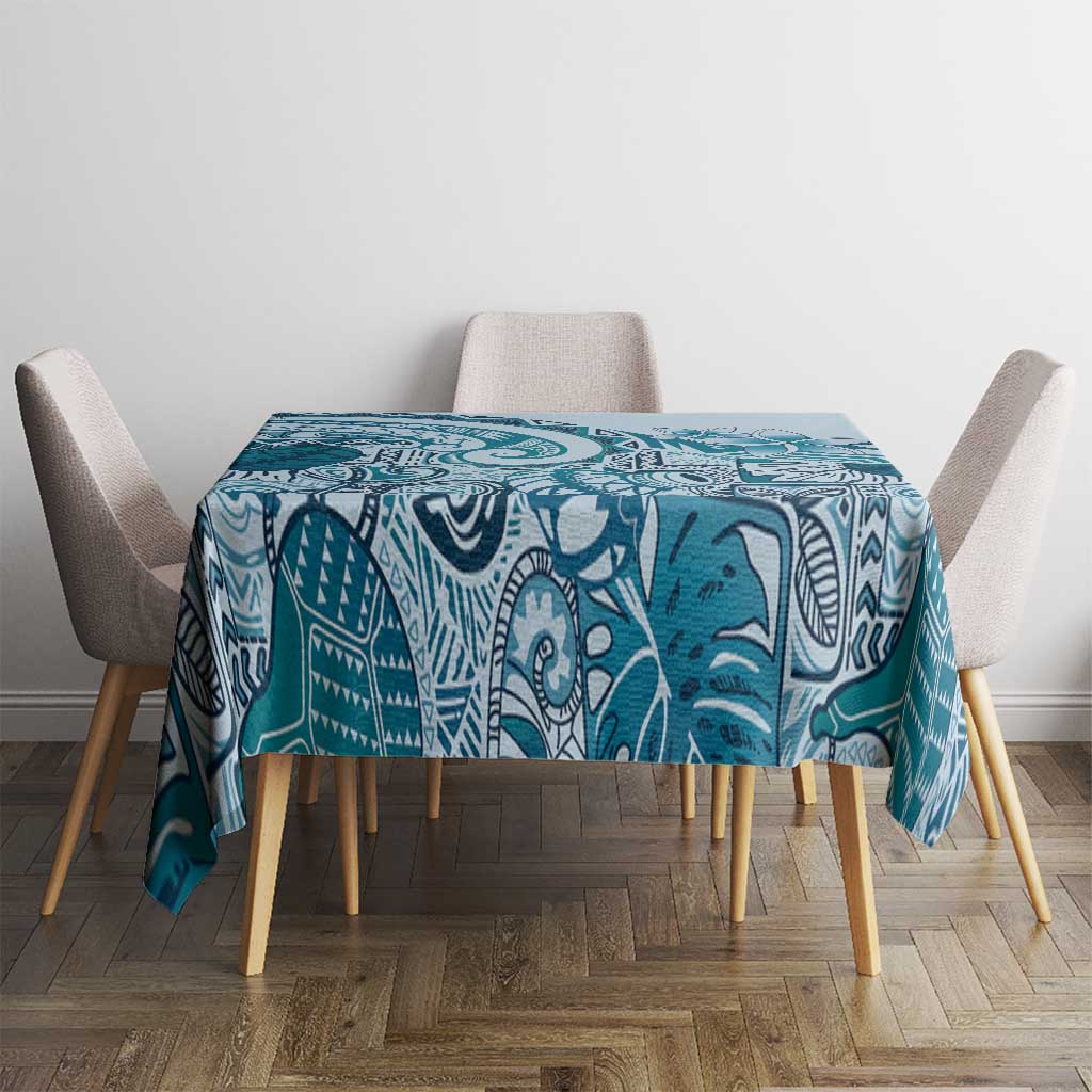 Aloha Hawaii Tapa Tablecloth Cool Turquoise Hawaiian Ipu LT7 - Polynesian Pride