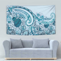 Aloha Hawaii Tapa Tapestry Cool Turquoise Hawaiian Ipu - Polynesian Pride