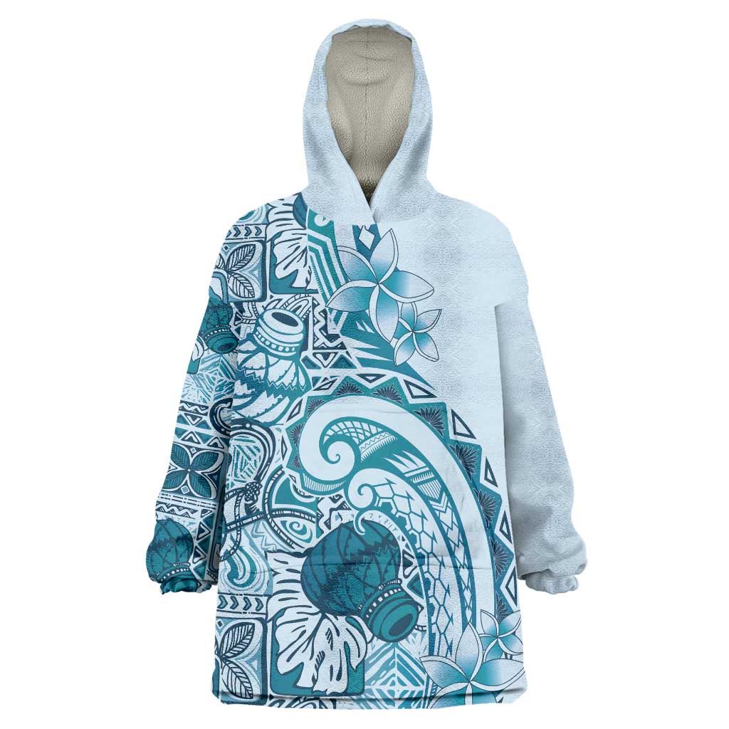 Aloha Hawaii Tapa Wearable Blanket Hoodie Cool Turquoise Hawaiian Ipu LT7 One Size Turquoise - Polynesian Pride