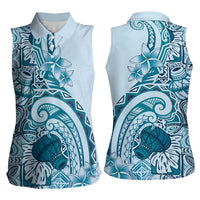 Aloha Hawaii Tapa Women Sleeveless Polo Shirt Cool Turquoise Hawaiian Ipu LT7 - Polynesian Pride