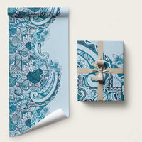 Aloha Hawaii Tapa Wrapping Paper Cool Turquoise Hawaiian Ipu