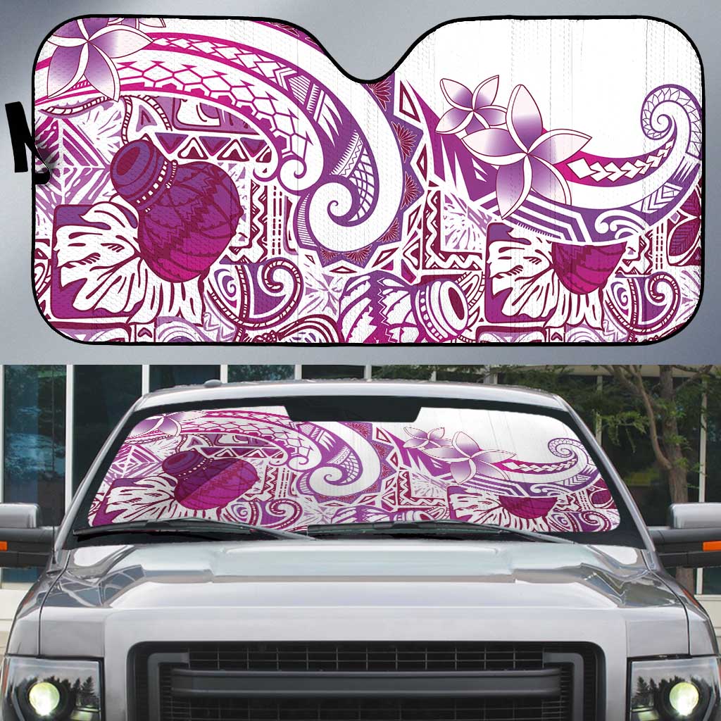 Aloha Hawaii Tapa Auto Sun Shade Vibrant Fuchsia Hawaiian Ipu - Polynesian Pride