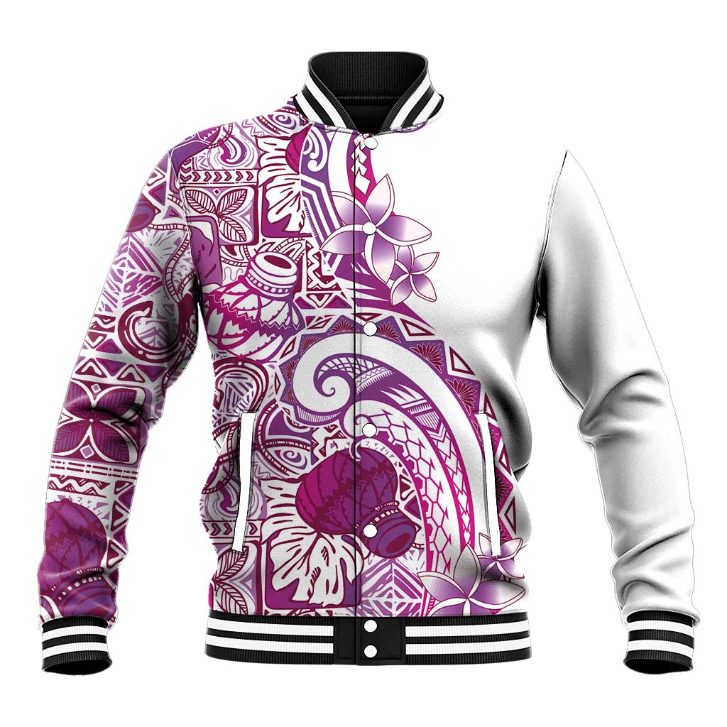 Aloha Hawaii Tapa Baseball Jacket Vibrant Fuchsia Hawaiian Ipu LT7 Unisex Fuchsia - Polynesian Pride