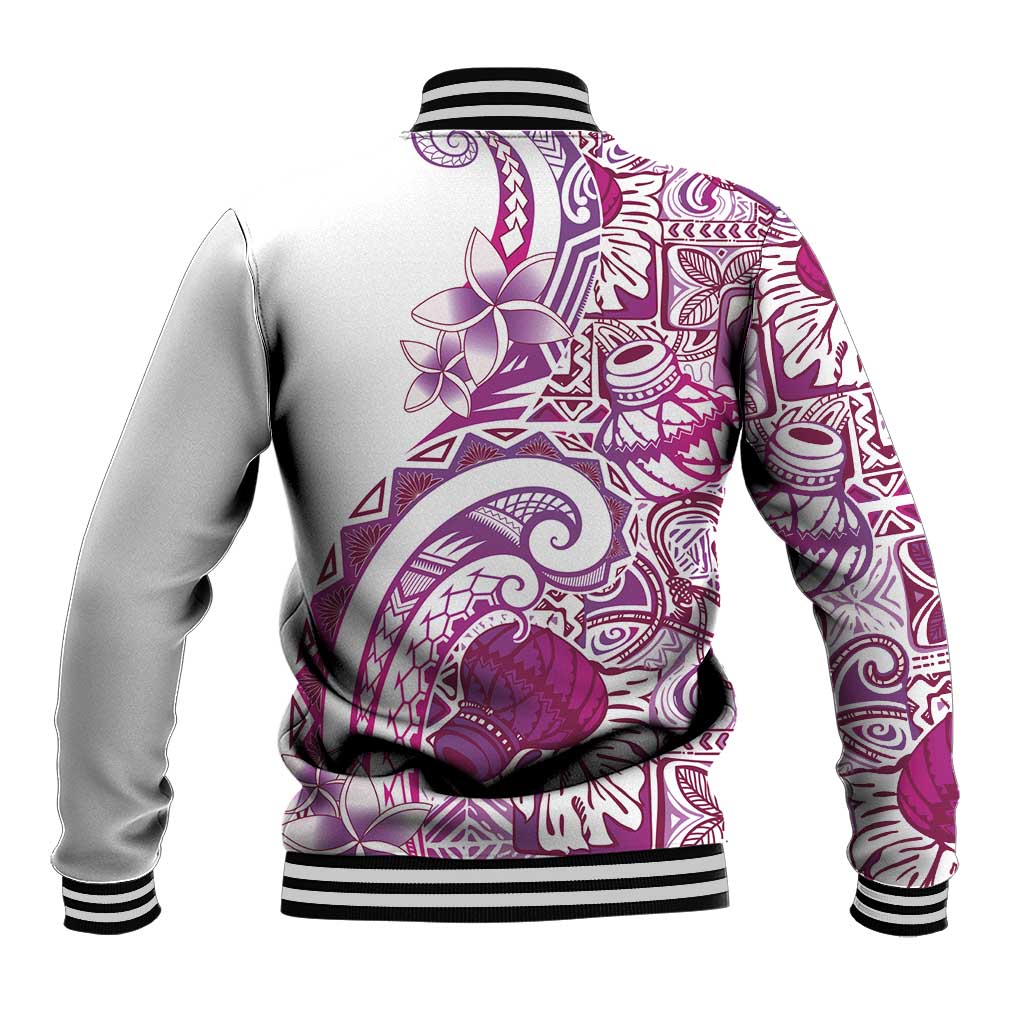 Aloha Hawaii Tapa Baseball Jacket Vibrant Fuchsia Hawaiian Ipu LT7 - Polynesian Pride