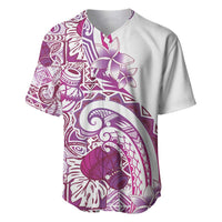 Aloha Hawaii Tapa Baseball Jersey Vibrant Fuchsia Hawaiian Ipu - Polynesian Pride