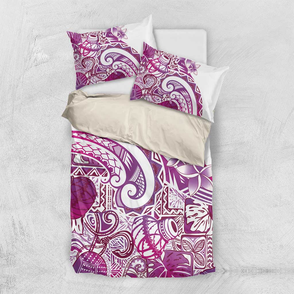 Aloha Hawaii Tapa Bedding Set Vibrant Fuchsia Hawaiian Ipu - Polynesian Pride