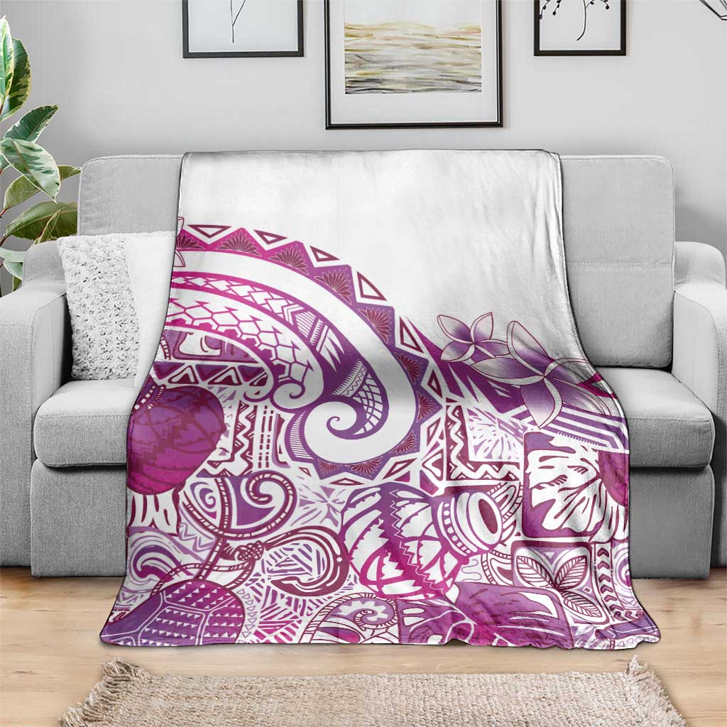 Aloha Hawaii Tapa Blanket Vibrant Fuchsia Hawaiian Ipu - Polynesian Pride
