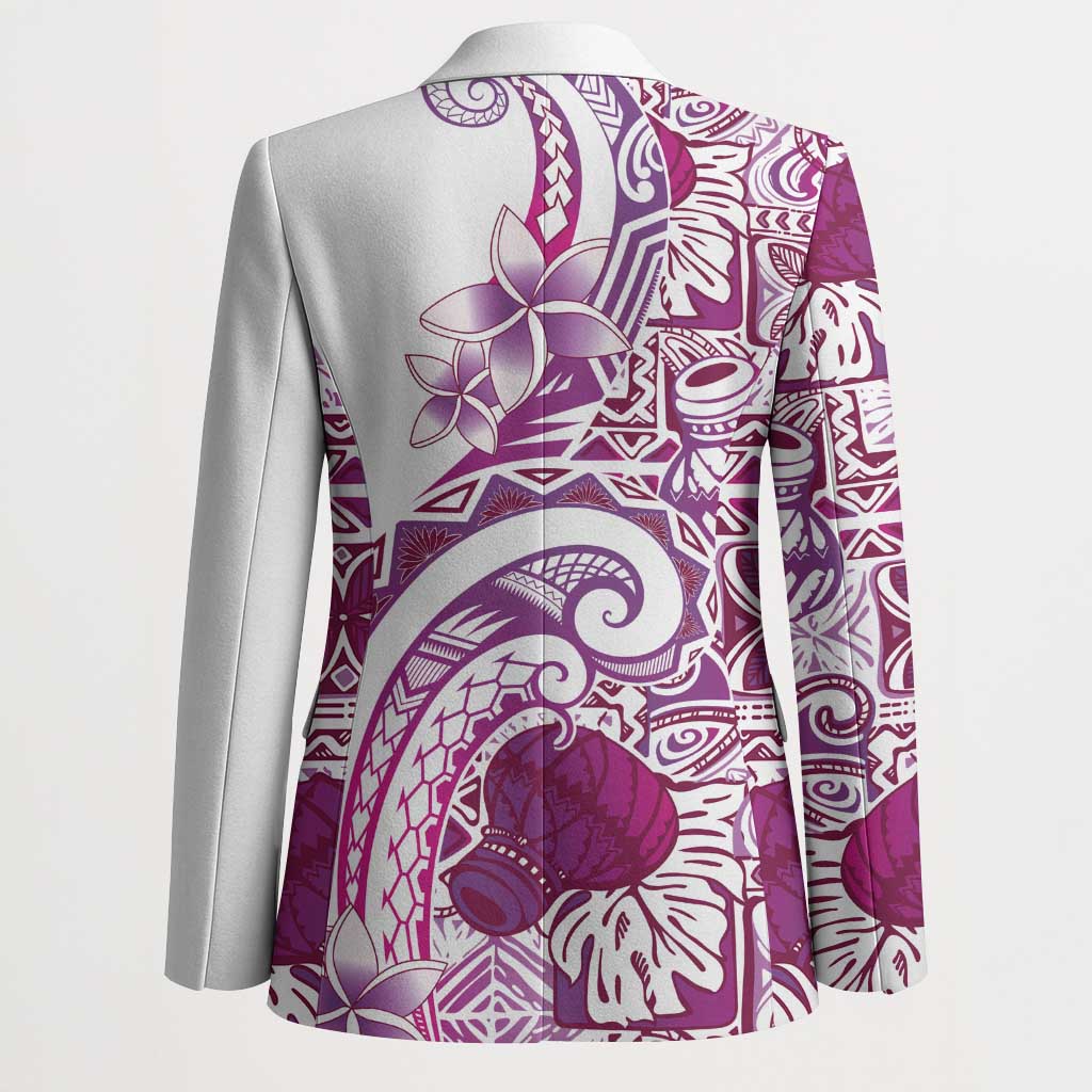 Aloha Hawaii Tapa Blazer Vibrant Fuchsia Hawaiian Ipu - Polynesian Pride