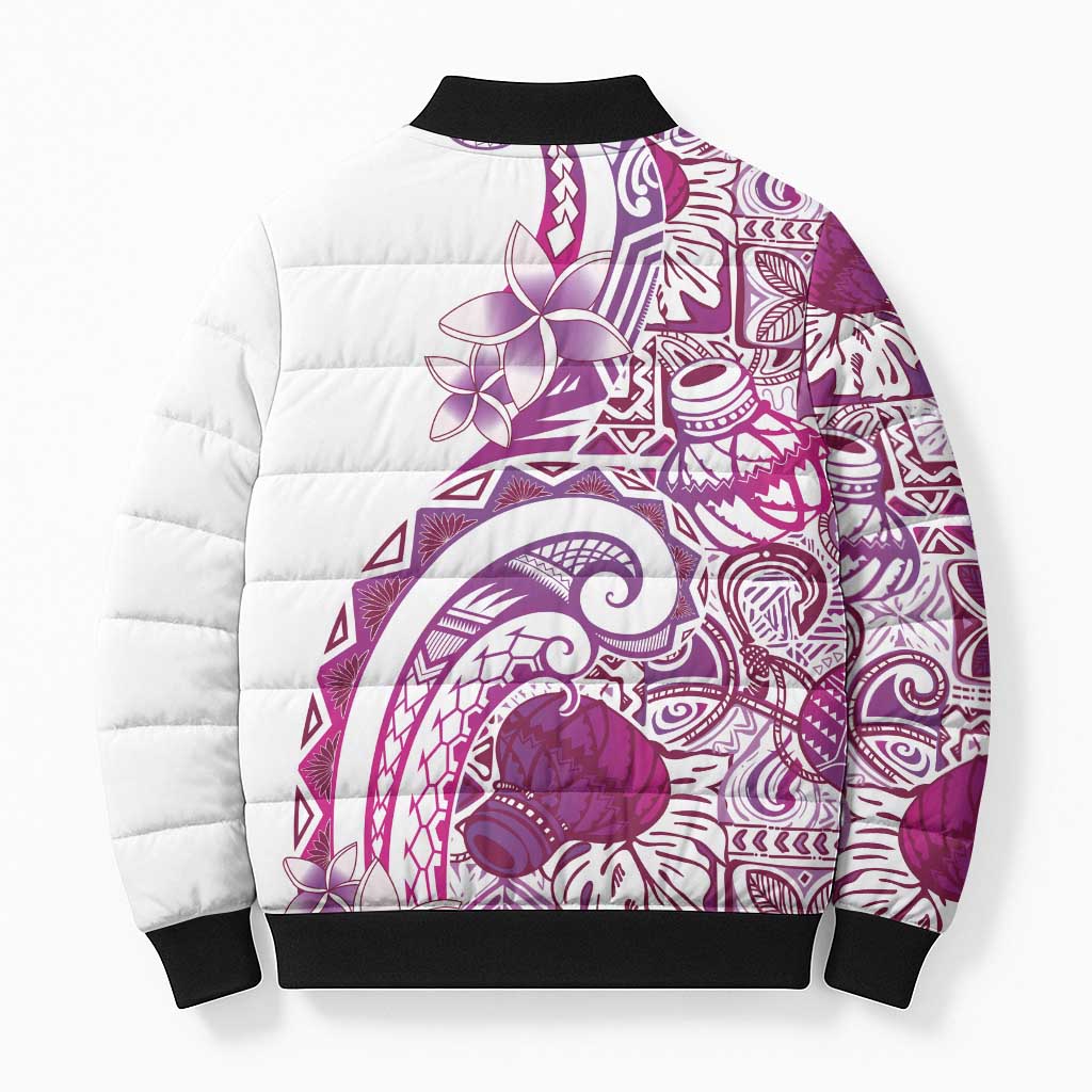 Aloha Hawaii Tapa Bomber Puffer Jacket Vibrant Fuchsia Hawaiian Ipu - Polynesian Pride