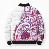 Aloha Hawaii Tapa Bomber Puffer Jacket Vibrant Fuchsia Hawaiian Ipu - Polynesian Pride
