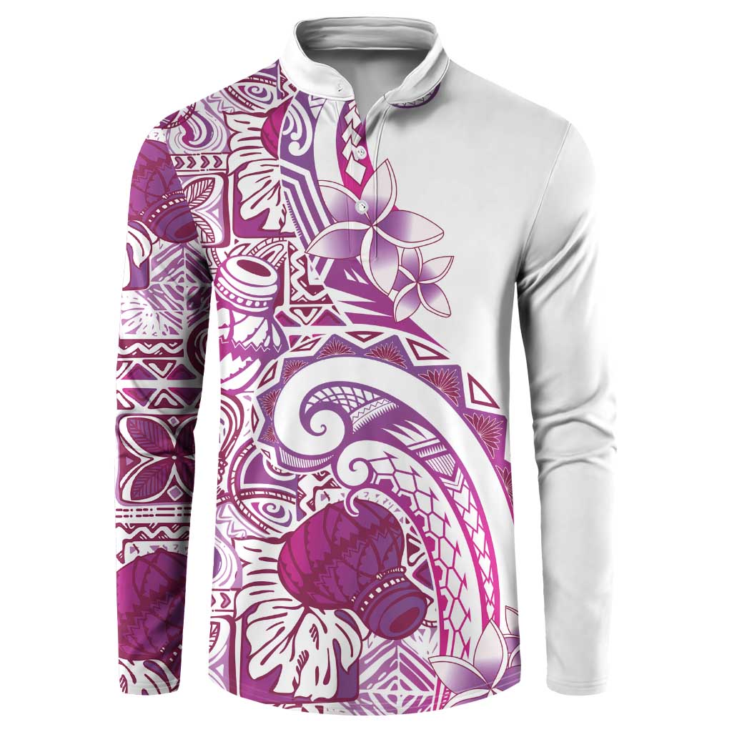 Aloha Hawaii Tapa Button Sweatshirt Vibrant Fuchsia Hawaiian Ipu LT7 Fuchsia - Polynesian Pride