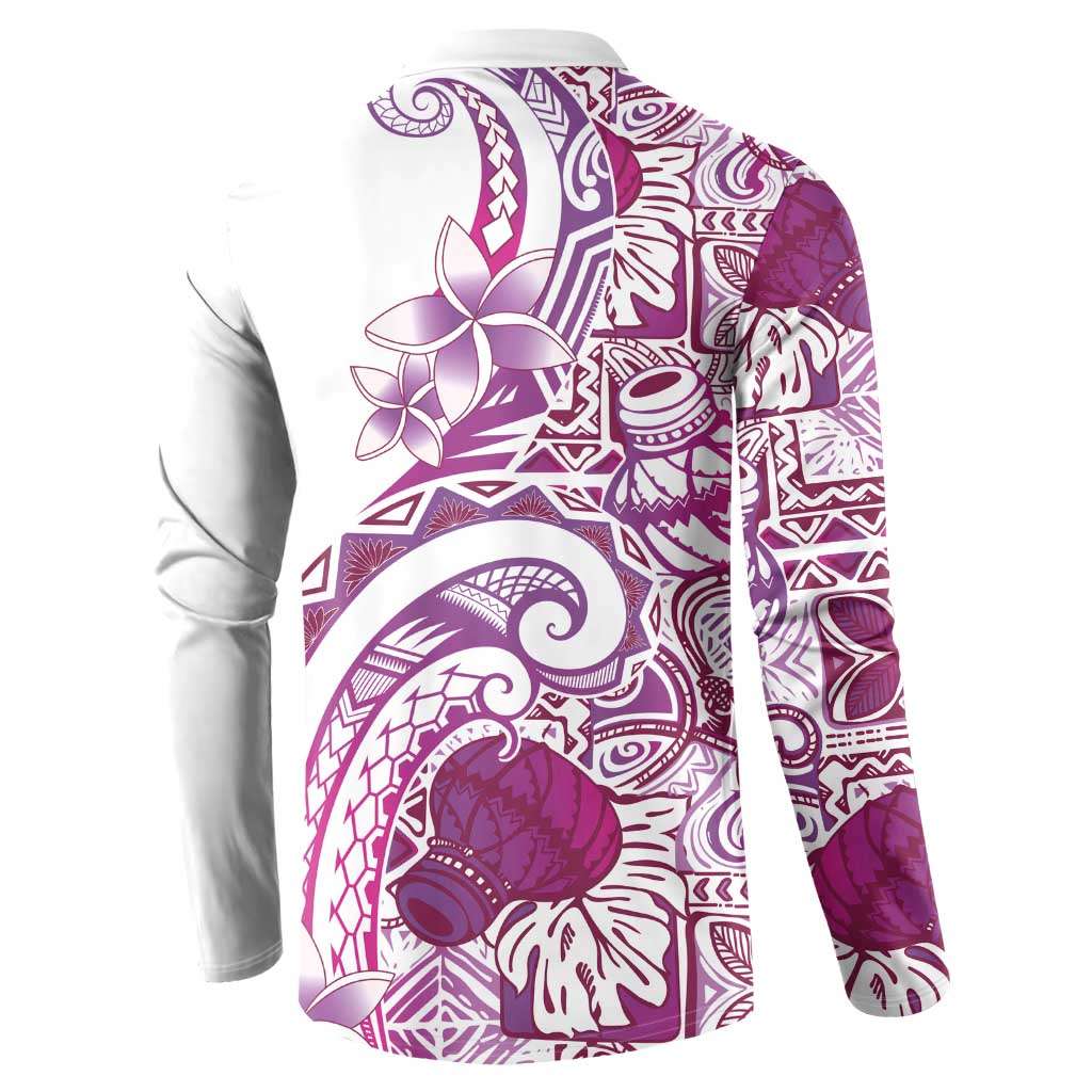 Aloha Hawaii Tapa Button Sweatshirt Vibrant Fuchsia Hawaiian Ipu LT7 - Polynesian Pride