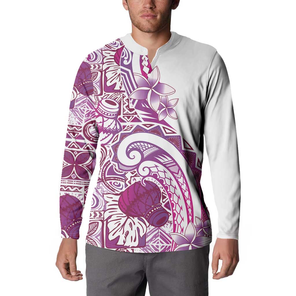Aloha Hawaii Tapa Button Sweatshirt Vibrant Fuchsia Hawaiian Ipu LT7 - Polynesian Pride