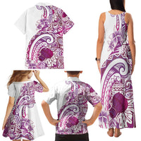 Aloha Hawaii Tapa Family Matching Tank Maxi Dress and Hawaiian Shirt Vibrant Fuchsia Hawaiian Ipu - Polynesian Pride