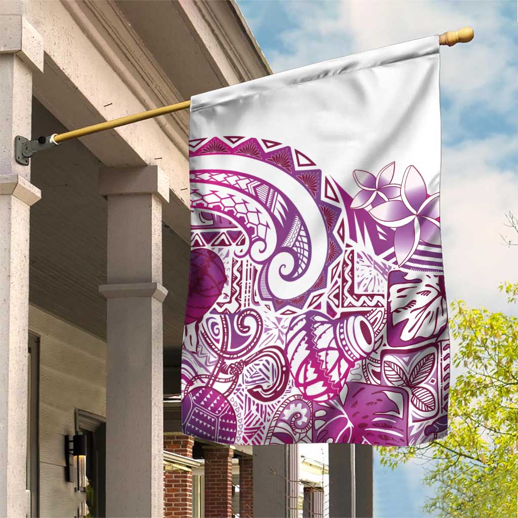 Aloha Hawaii Tapa Garden Flag Vibrant Fuchsia Hawaiian Ipu - Polynesian Pride