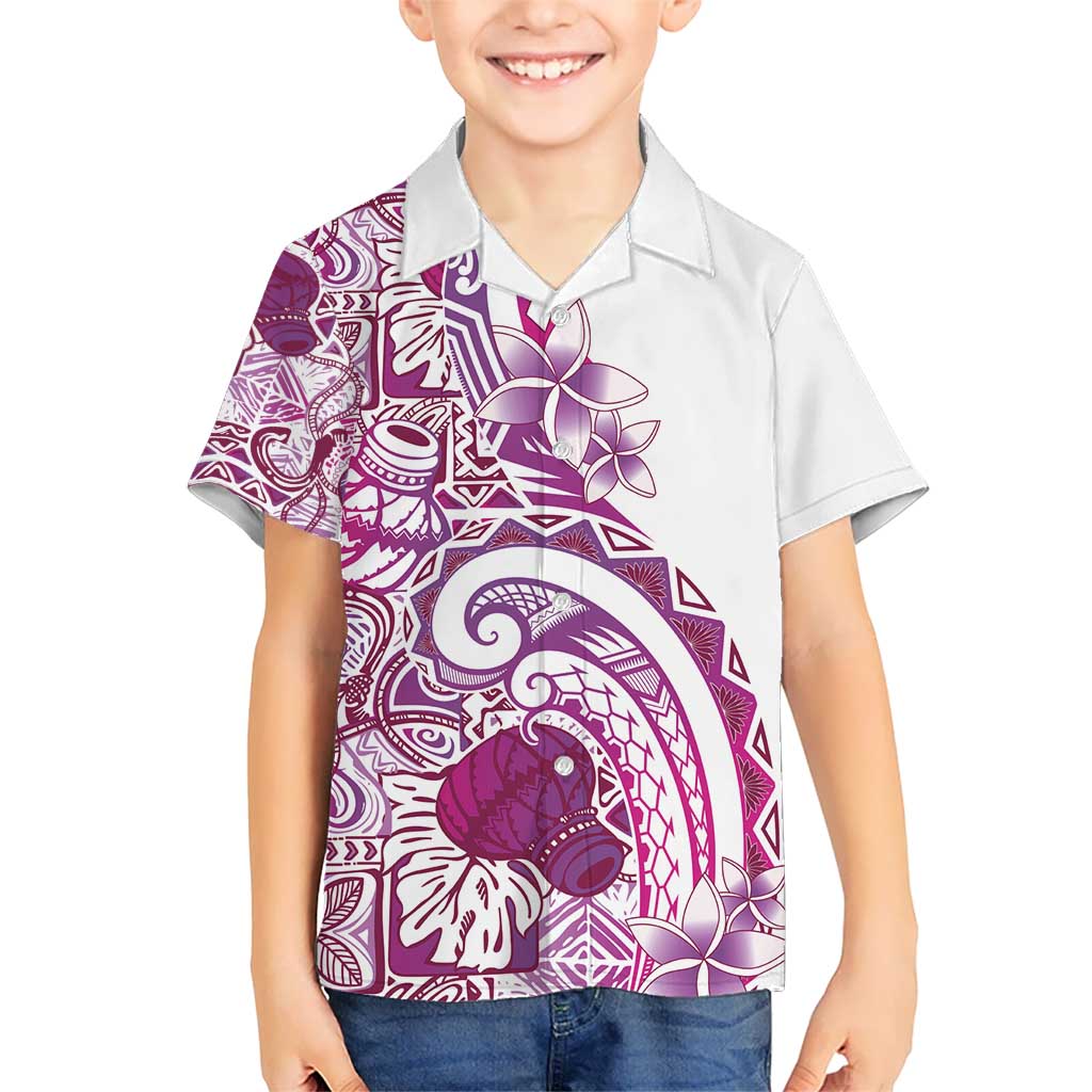 Aloha Hawaii Tapa Hawaiian Shirt Vibrant Fuchsia Hawaiian Ipu - Polynesian Pride