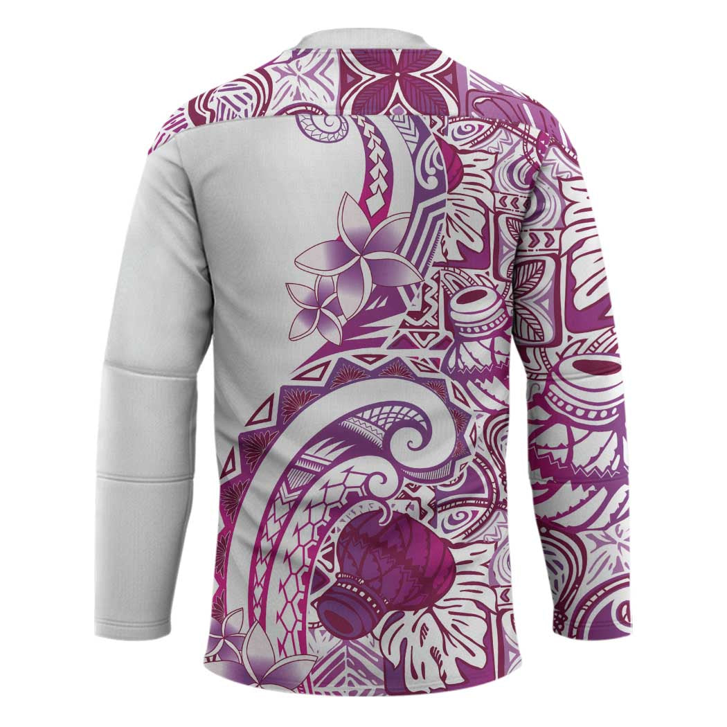 Aloha Hawaii Tapa Hockey Jersey Vibrant Fuchsia Hawaiian Ipu - Polynesian Pride