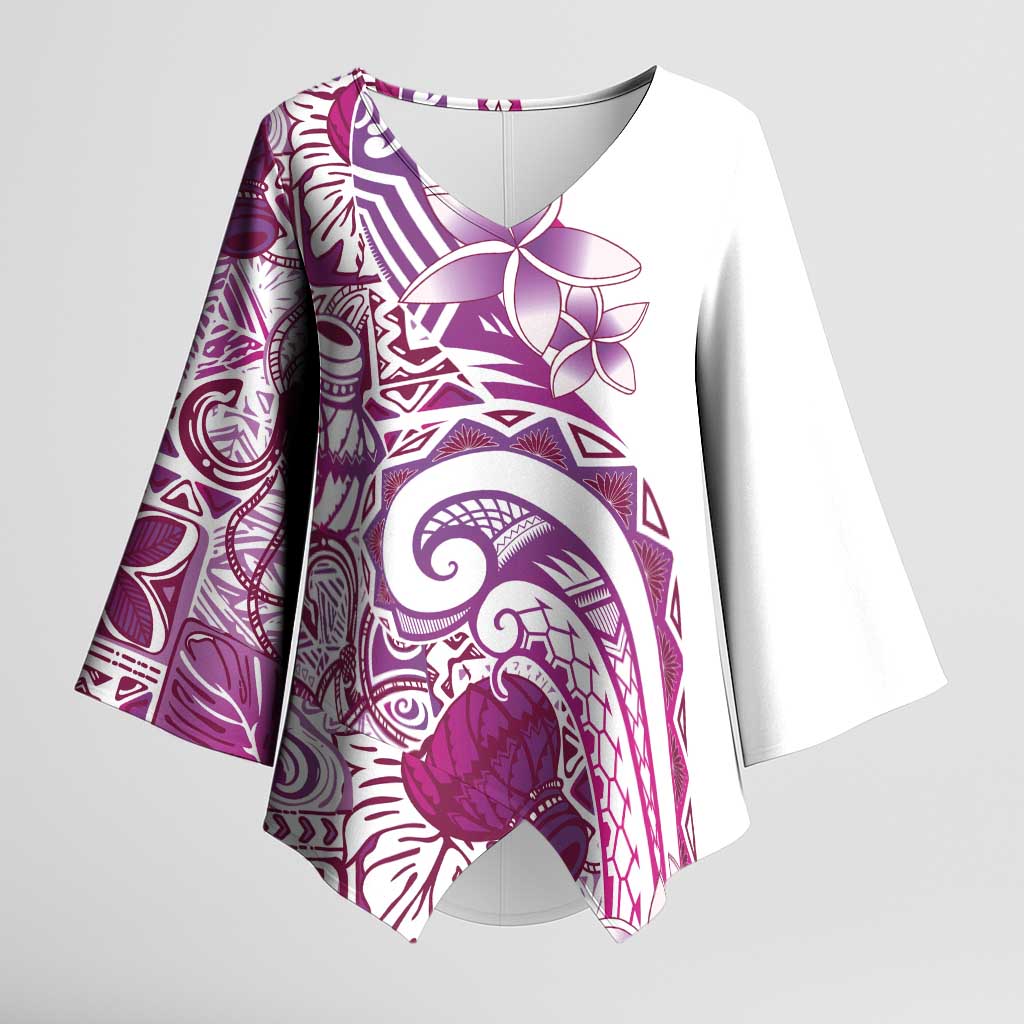 Aloha Hawaii Tapa Kimono Sleeve Blouse Vibrant Fuchsia Hawaiian Ipu - Polynesian Pride