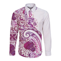 Aloha Hawaii Tapa Long Sleeve Button Shirt Vibrant Fuchsia Hawaiian Ipu LT7 Unisex Fuchsia - Polynesian Pride