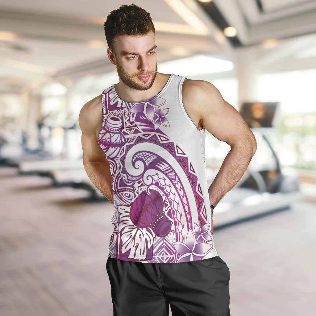 Aloha Hawaii Tapa Men Tank Top Vibrant Fuchsia Hawaiian Ipu LT7 Fuchsia - Polynesian Pride