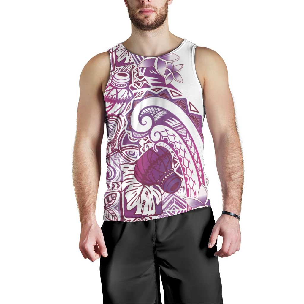 Aloha Hawaii Tapa Men Tank Top Vibrant Fuchsia Hawaiian Ipu LT7 - Polynesian Pride