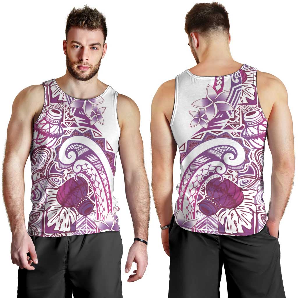 Aloha Hawaii Tapa Men Tank Top Vibrant Fuchsia Hawaiian Ipu LT7 - Polynesian Pride