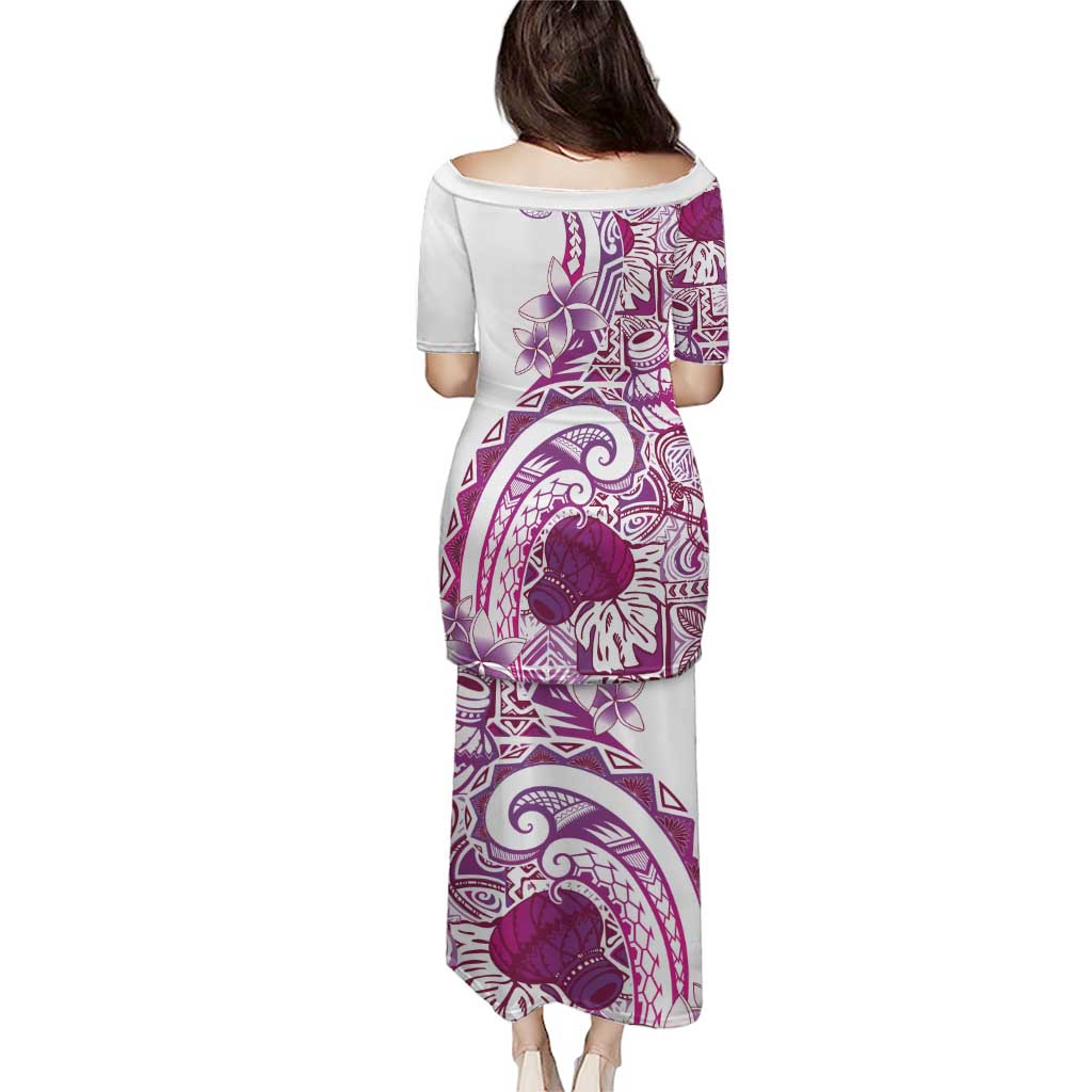 Aloha Hawaii Tapa Puletasi Vibrant Fuchsia Hawaiian Ipu - Polynesian Pride