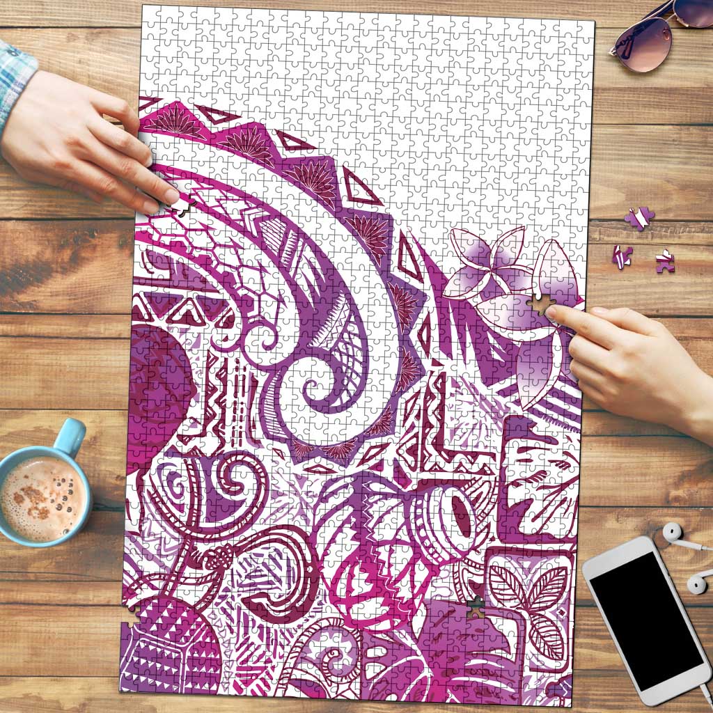 Aloha Hawaii Tapa Puzzle Vibrant Fuchsia Hawaiian Ipu - Polynesian Pride