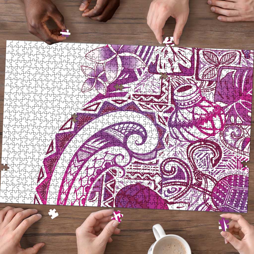 Aloha Hawaii Tapa Puzzle Vibrant Fuchsia Hawaiian Ipu - Polynesian Pride